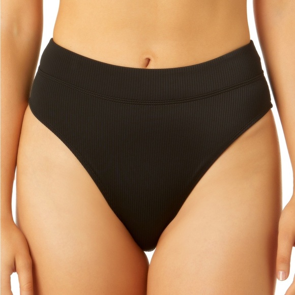 Salt + Cove Other - 48. Salt + Cove Banded High-Waist Ribbed Bikini Bottoms Black